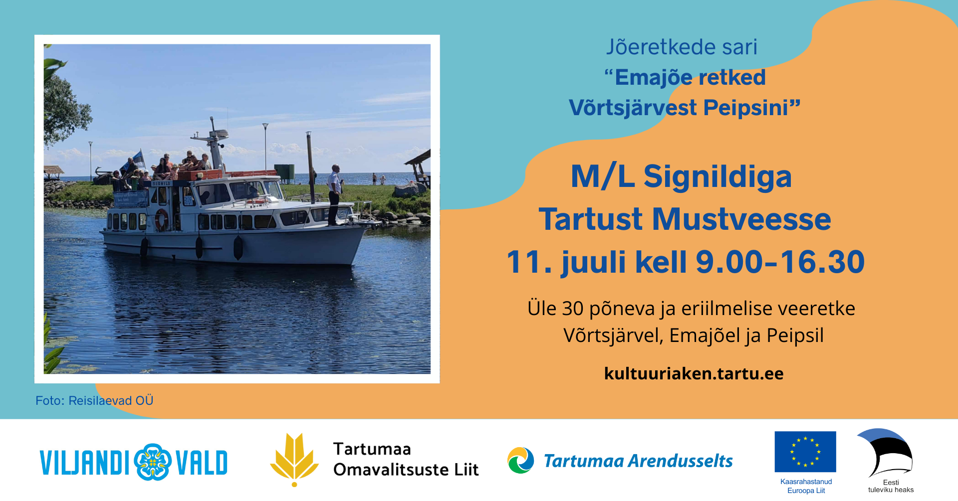 Emajõe retked Võrtsjärvest Peipsini! M/L Signildiga Tartust Mustveesse