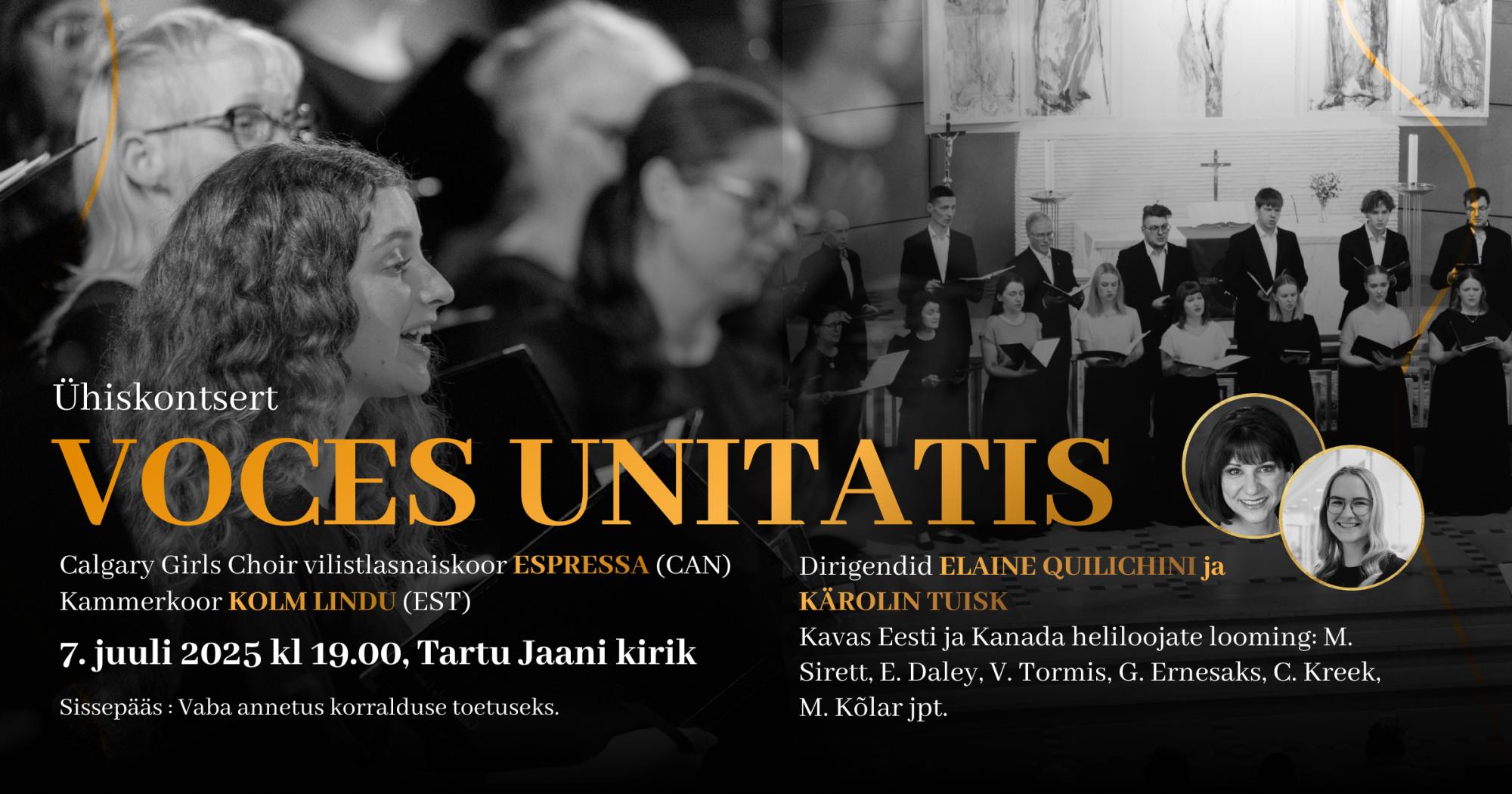 Kolm Lindu ja Espressa: Kanada ja Eesti koori ühiskontsert VOCES UNITATIS
