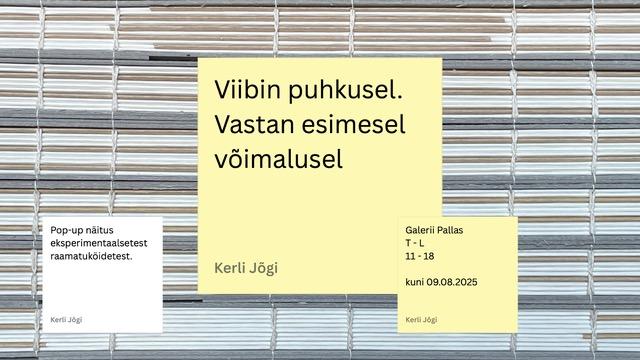 Kerli Jõgi raamatuköidete hüpik-näitus “Viibin puhkusel. Vastan esimesel võimalusel”
