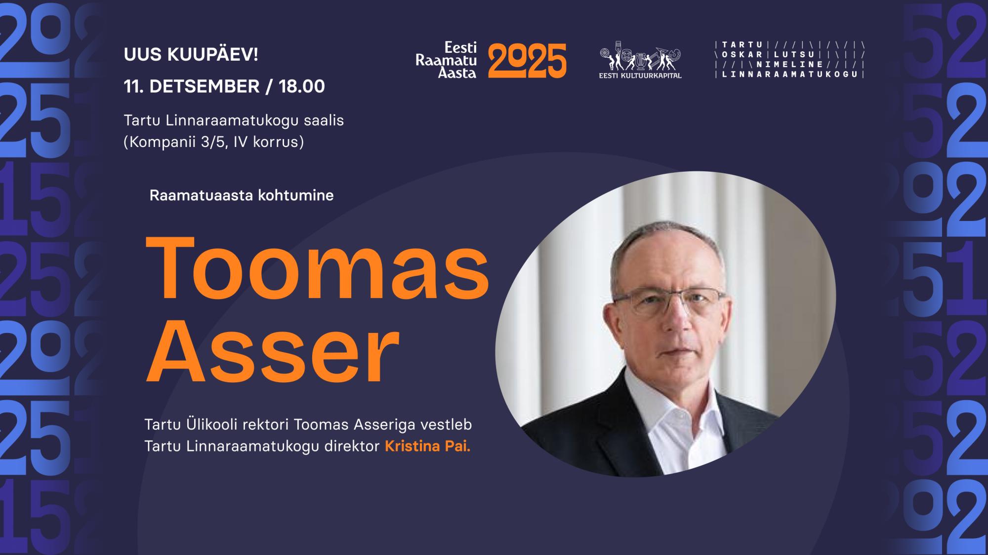 Raamatuaasta kohtumine: Toomas Asser