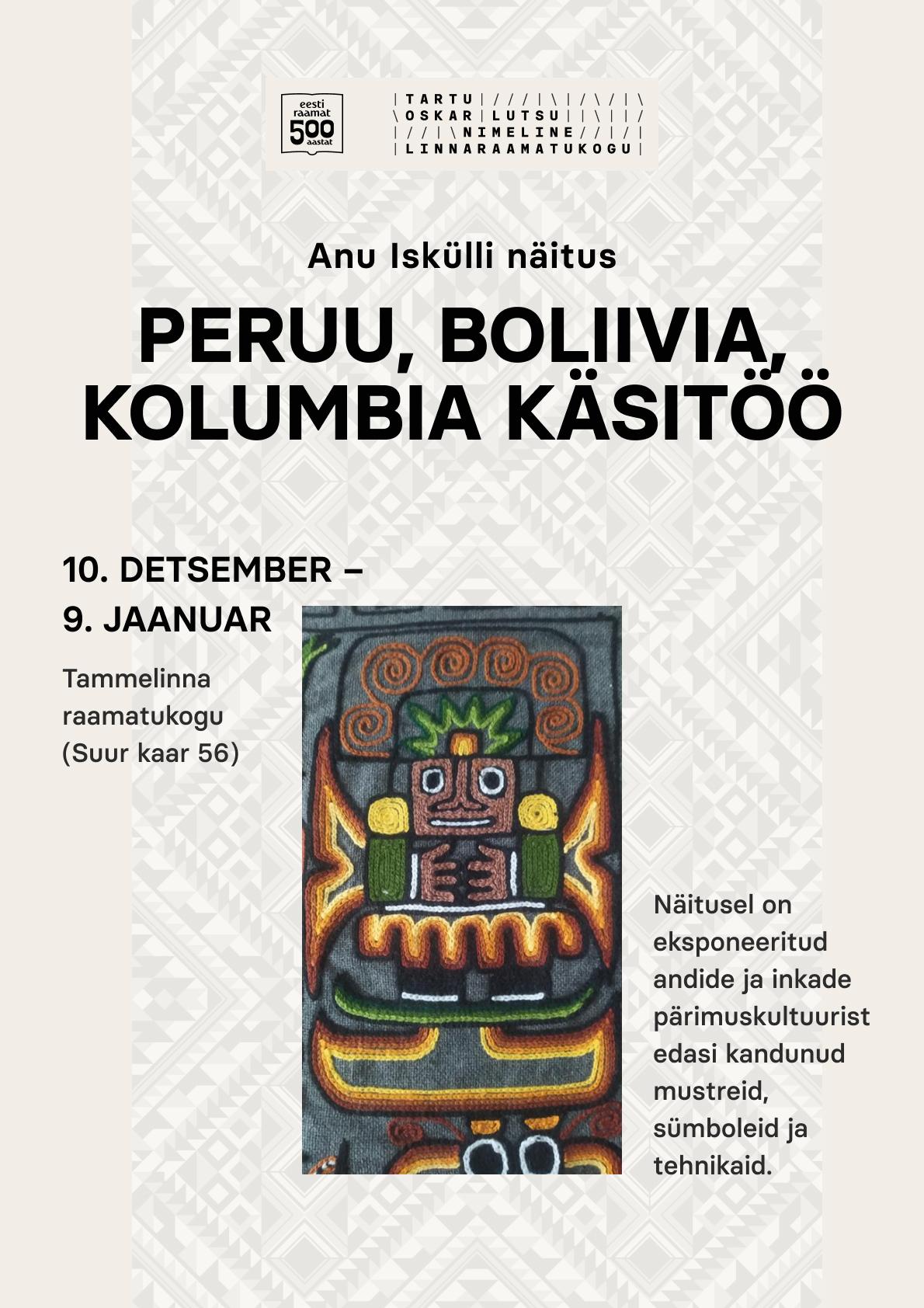 Anu Iskülli näitus “Peruu, Boliivia, Kolumbia käsitöö”